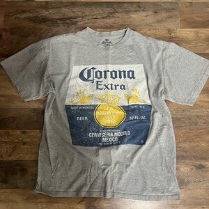 Corona Gray Tee with Blue and Yellow Logo